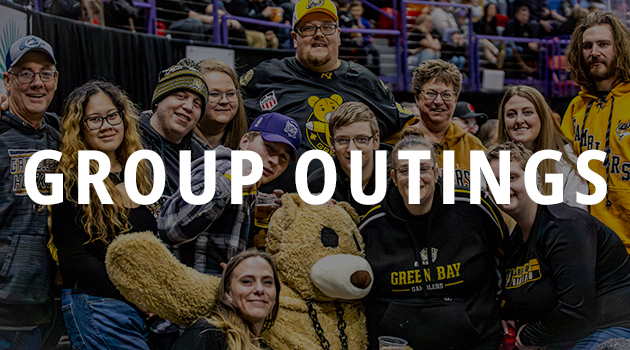 A group of Gamblers fans pose for a photo with a link to our Group Outings page.
